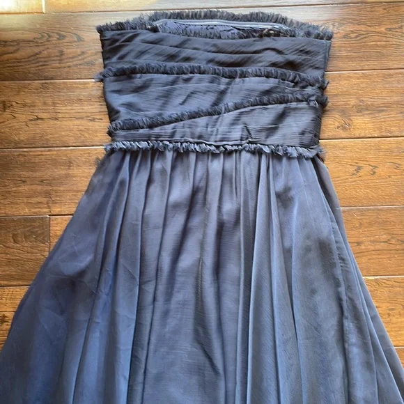 Monique Lhullier navy blue strapless gown prom bridesmaid size 8 - Picture 4 of 9